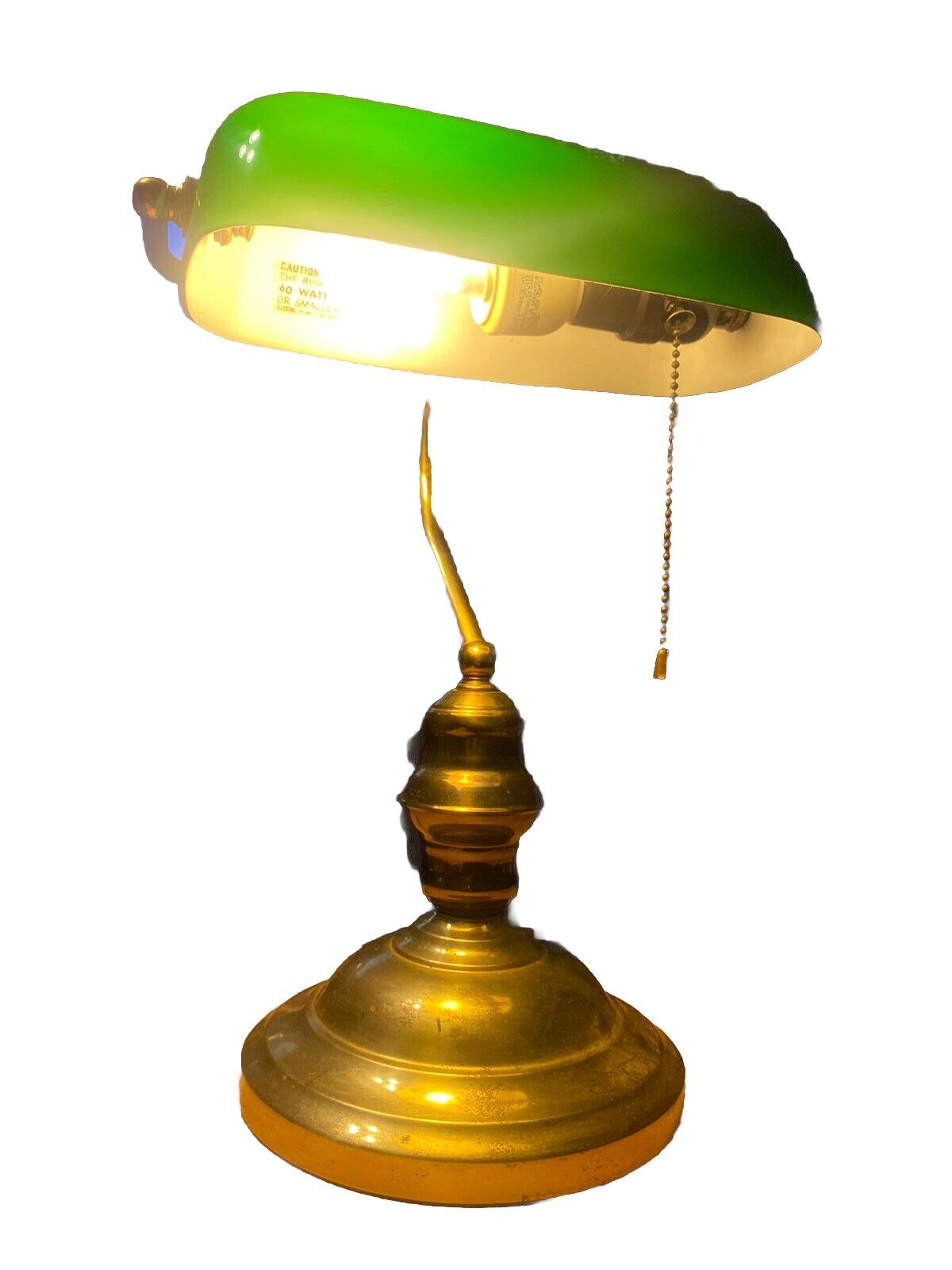 Banker Portable Desk Table Lamp Green Glass Shade Underwriters Laboratories