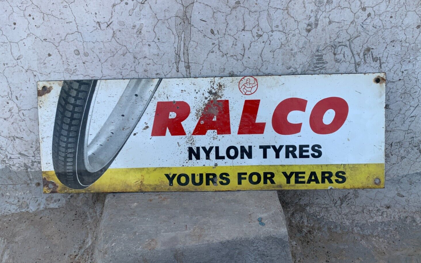 1900\'s Collectible Old Ralco Nylon Tyres Adv. Porcelain Enamel Tin Sign Board