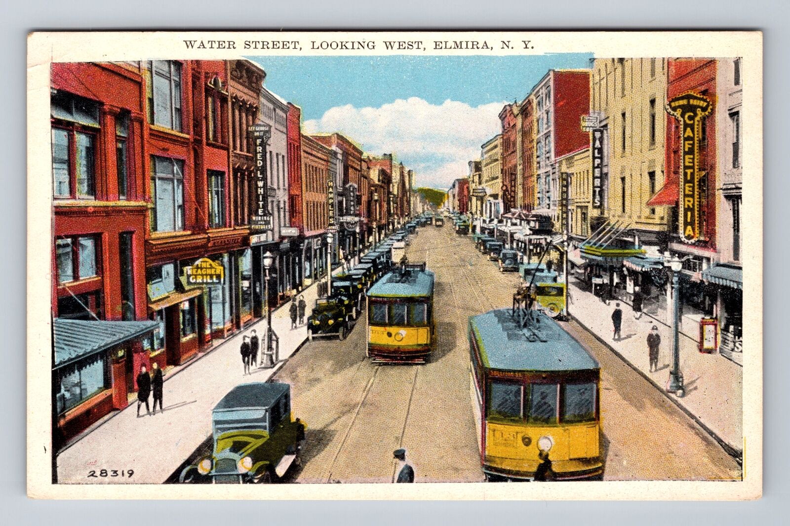 Elmira NY-New York, Birds Eye Water Street Looking West Antique Vintage Postcard
