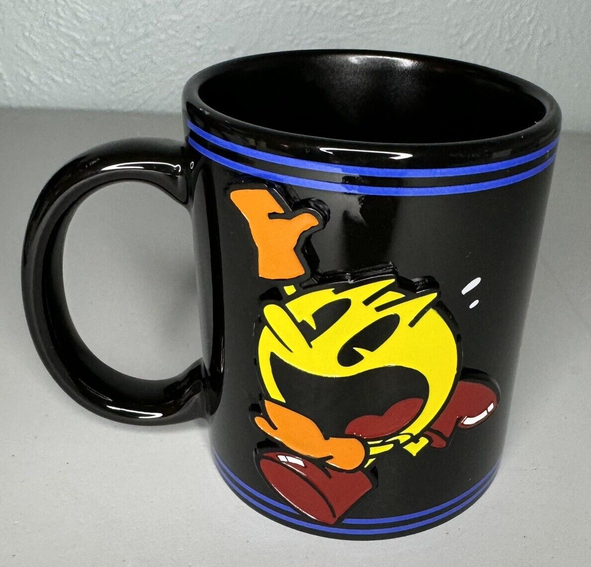 PAC-MAN Numskull Coffee Mug Raised 3-D Yellow PacMan  Ghosts Cup Nice Condition