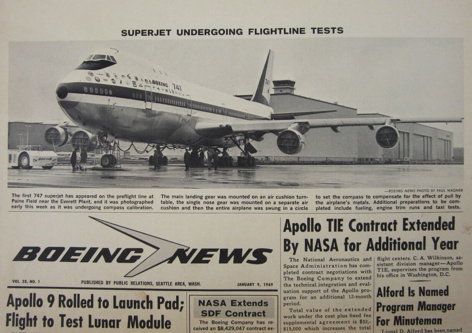 Vintage Boeing News Aircraft History Aero Mechanic NASA Apollo Saturn V Rocket 