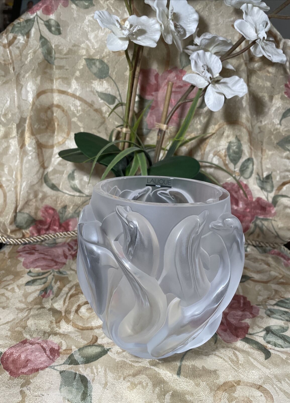 Lalique Of France Dauphin/Dolphin Oceania Vase Model #12508 Excellent Condition