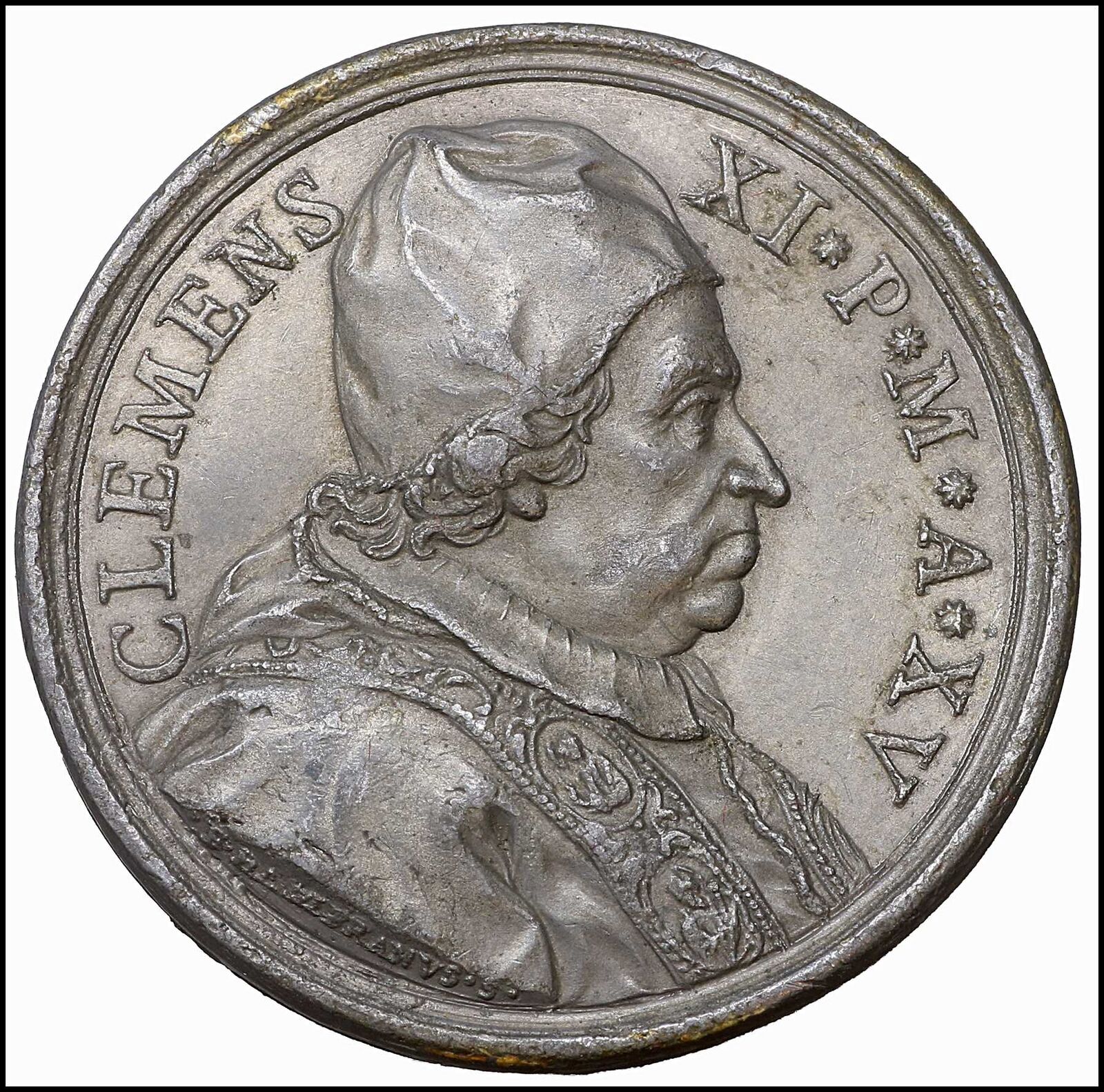 Pope Clement XI medal 1714 R3 Rare Medal High Grade Vatican Saint church