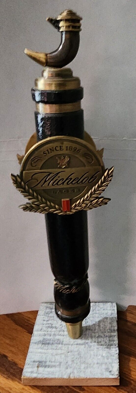 Michelob Lager Brass Black Tap Handle Horn 12\