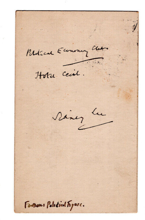 Sidney Lee Signed Postcard 1899 /Autographed Shakespearean Scholar, Biographer