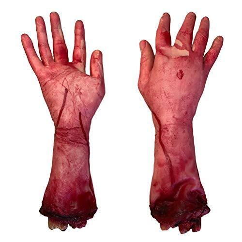 Toyvian Fake Human Severed Arm Hands Tease Props Bloody Dead Body Parts for Hall