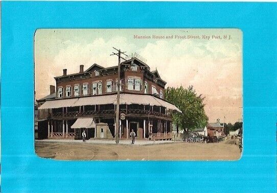 Vintage Postcard-Mansion House and Front Street, Key Port, New Jersey