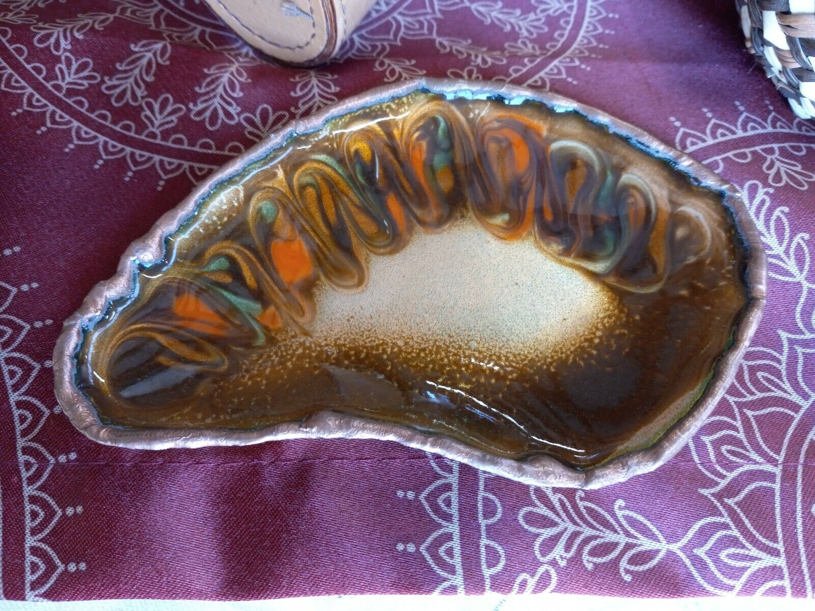 Swan Valley Copper reticulated enamel on copper bowl.  Signed JR - 6\