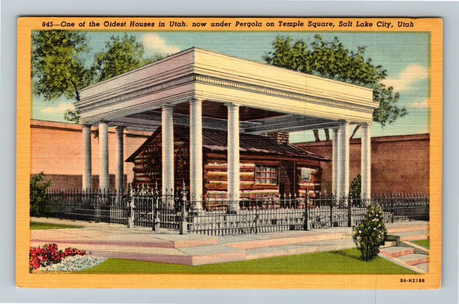 Salt Lake City UT-Utah, Old Pioneer Log Cabin, Temple Square, Vintage Postcard