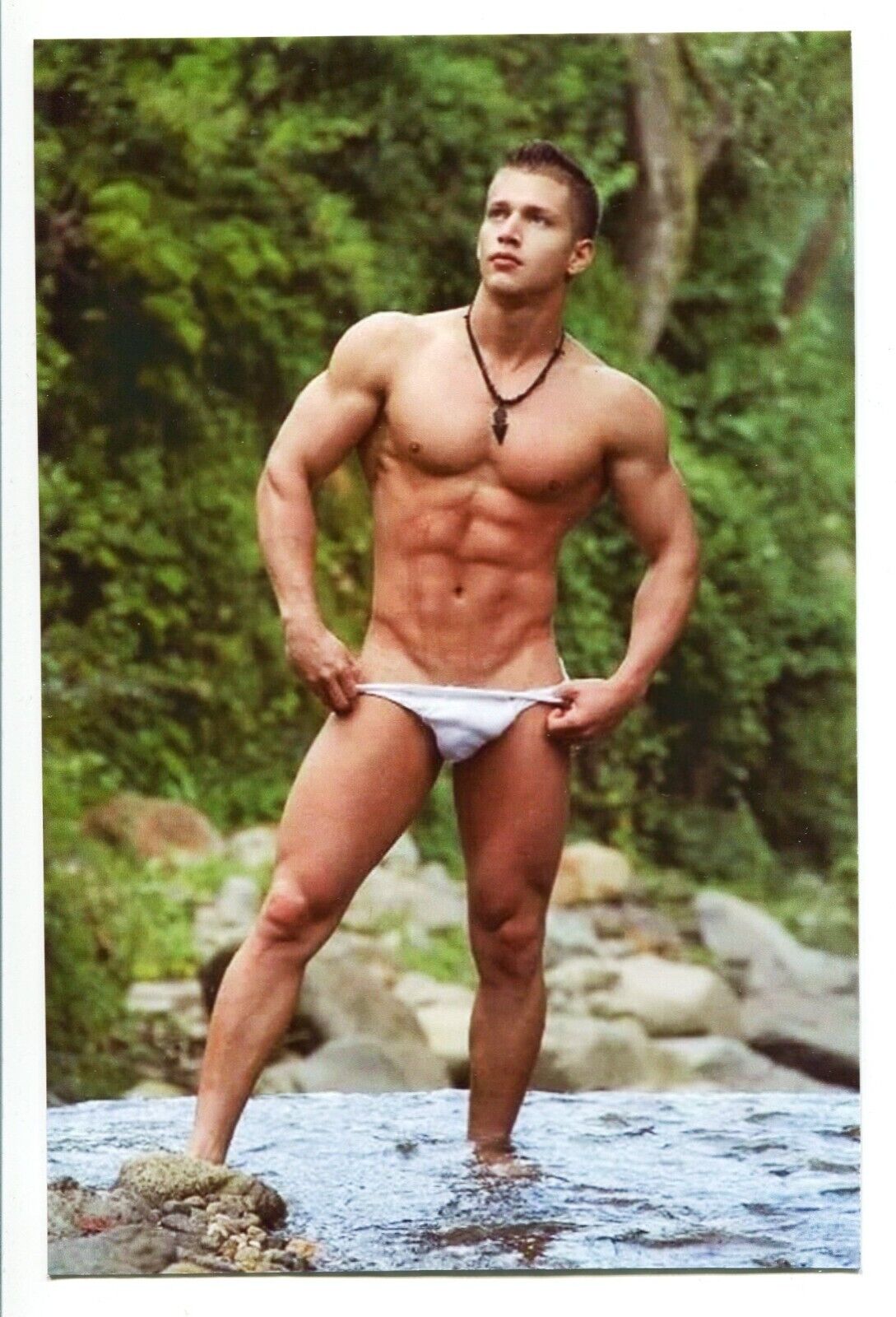 REPRINT Shirtless Handsome young man gay vtg photo