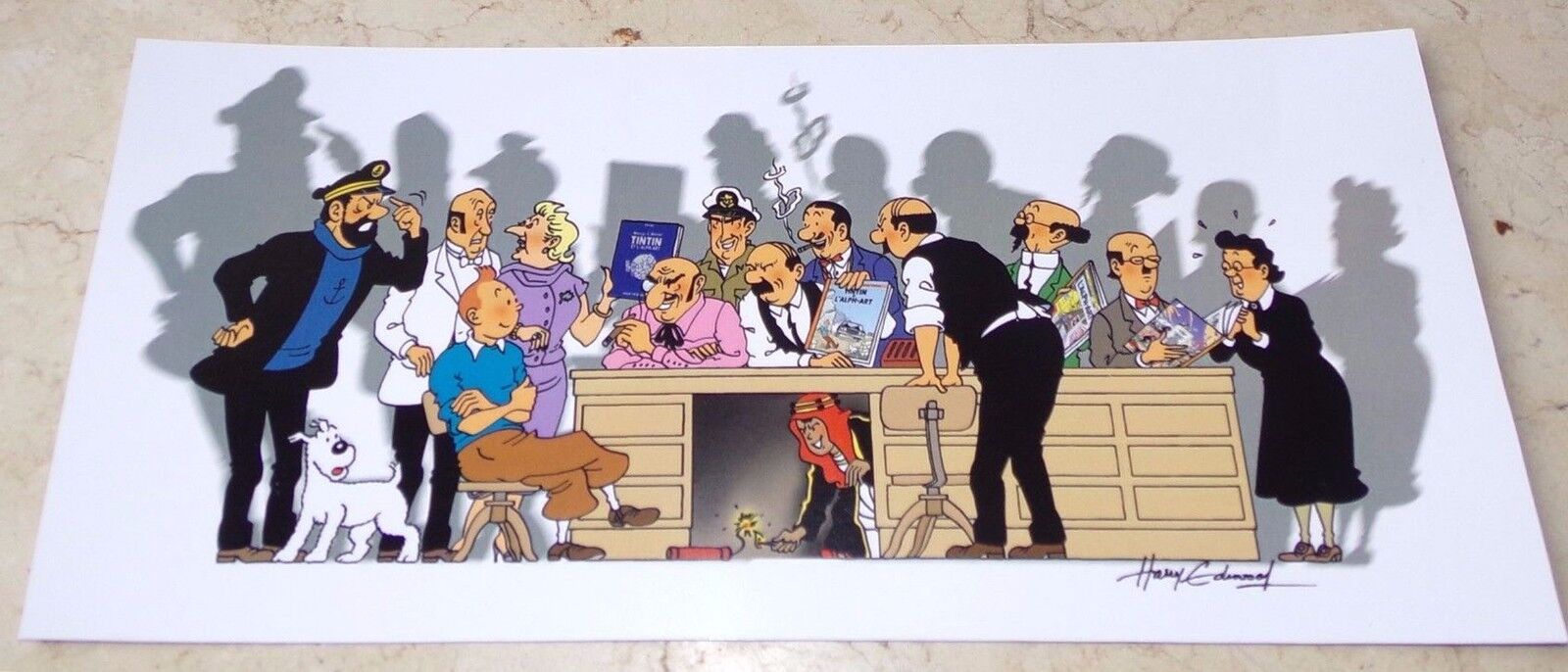 Belgium 2000 Tintin Ltd Edition color pastiche ex-libris by Harry Edwood - Mint