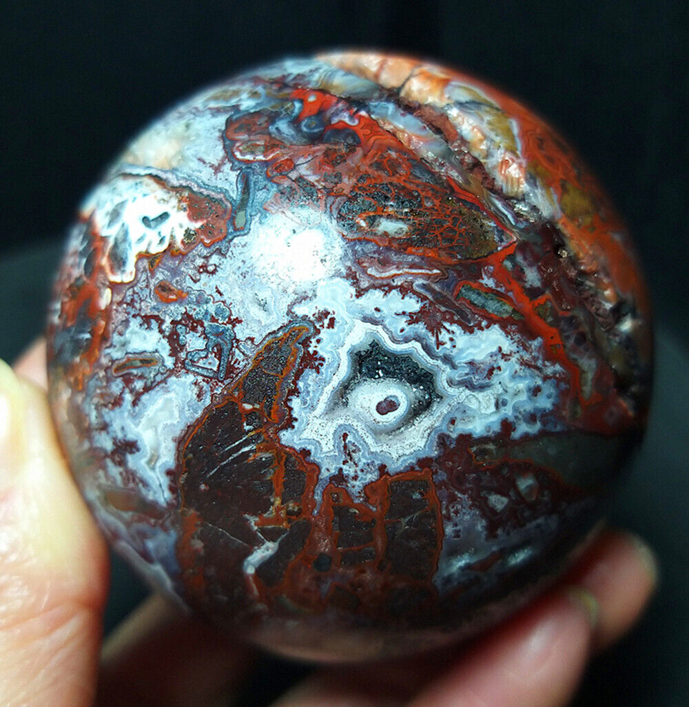 TOP 430G Natural Polished Mexico Banded Agate Crystal Sphere Ball Healing WD756