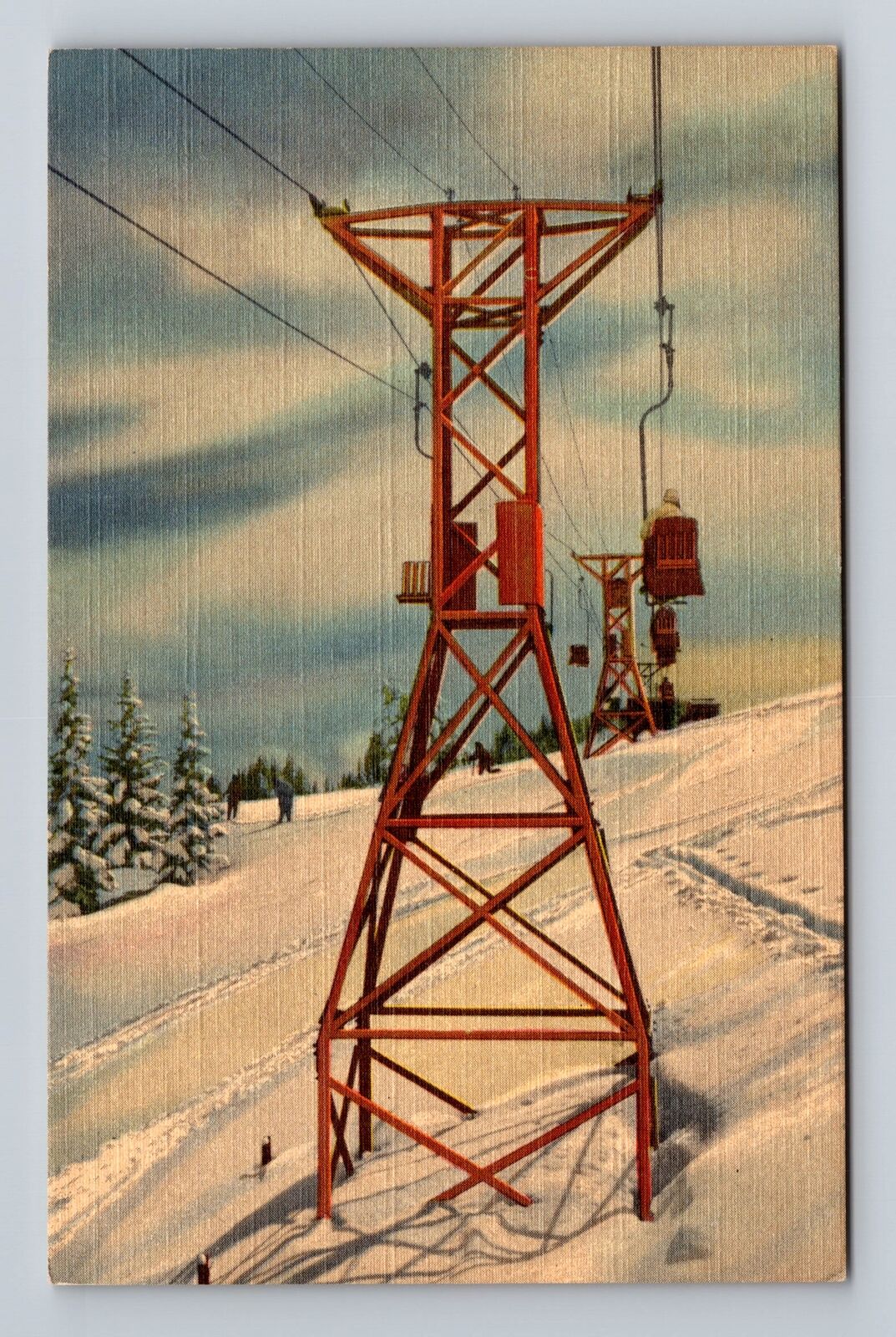 Aspen CO-Colorado, Skiing Chair Lift, Antique, Vintage Postcard