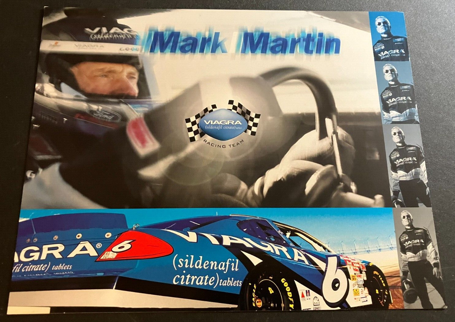 2001 Mark Martin #6 Viagra Ford Taurus - NASCAR Winston Cup Hero Card Handout