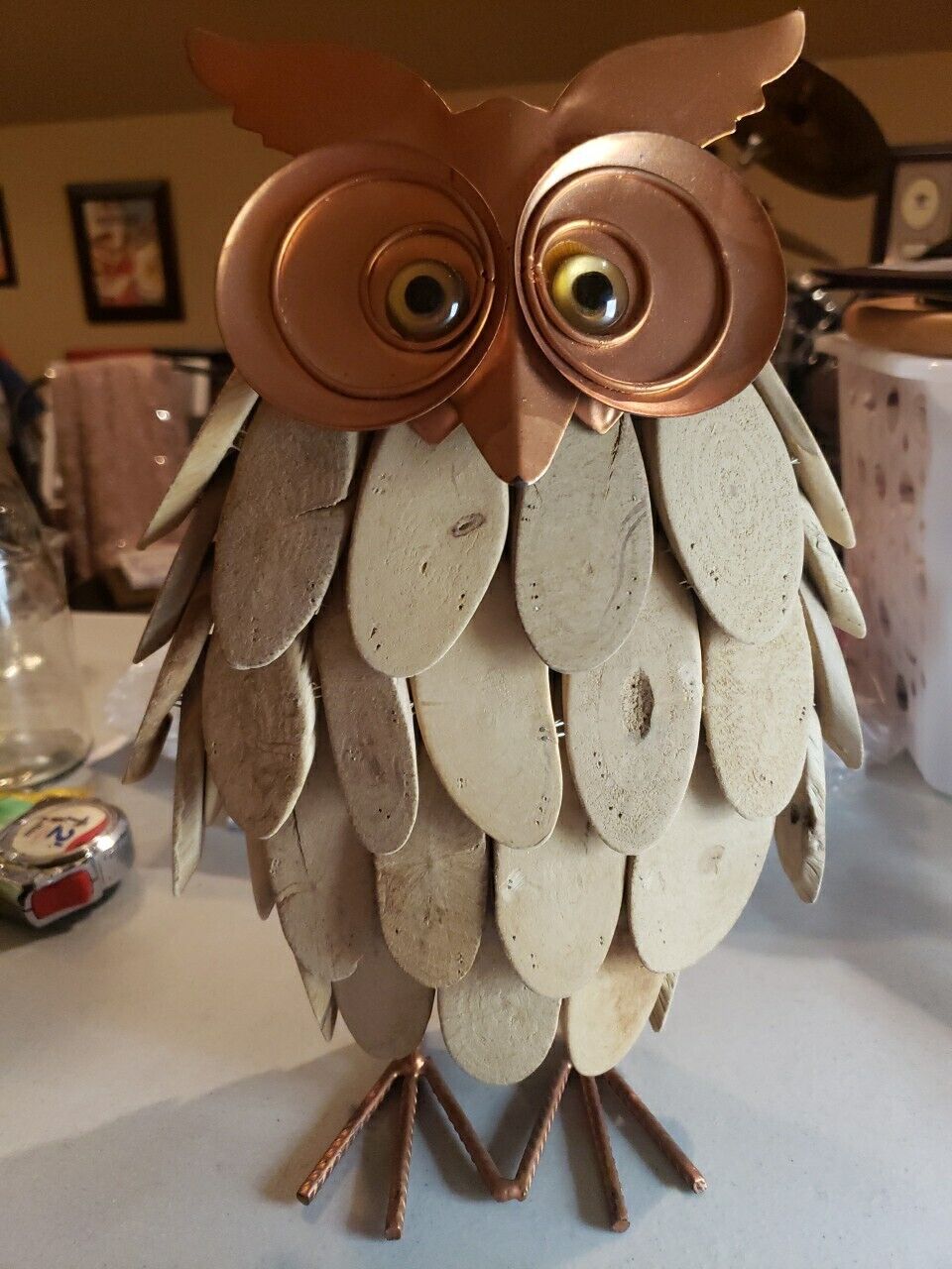 Owl Made Of Wood And Metal