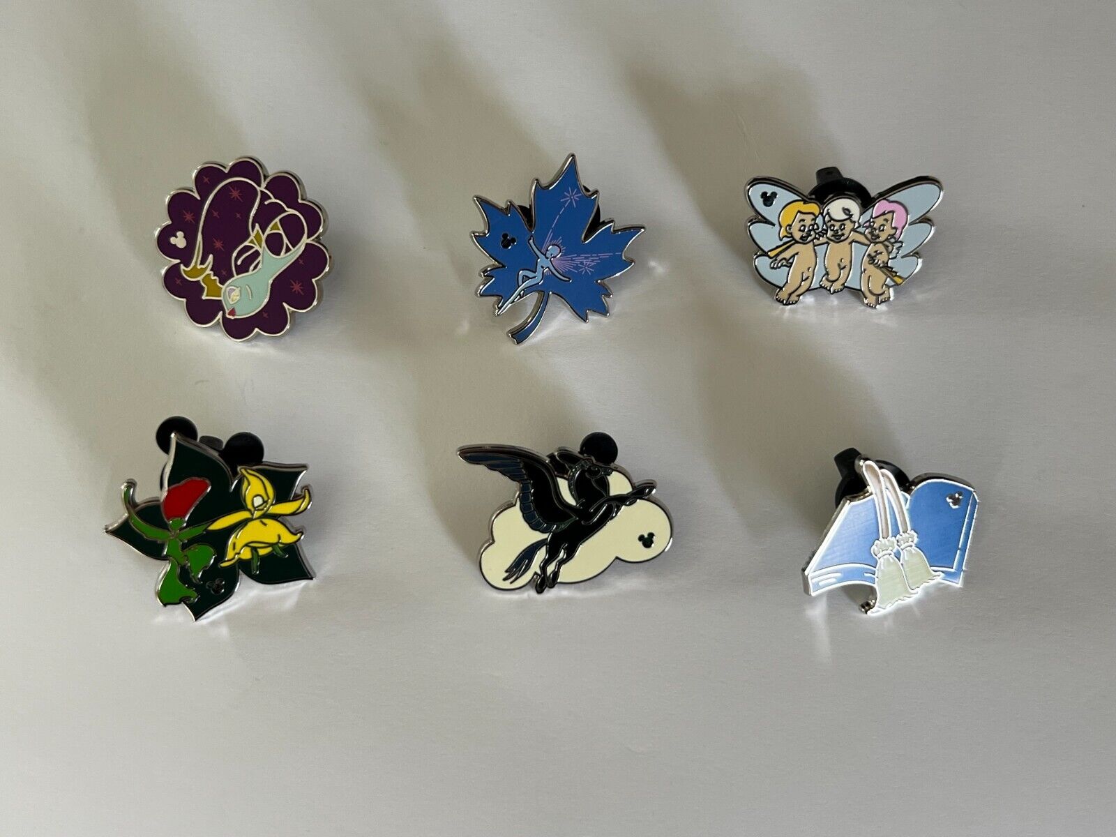 Disney Fantasia Hidden Mickey Cast Pins Mystery Complete Set W/Completer Pin