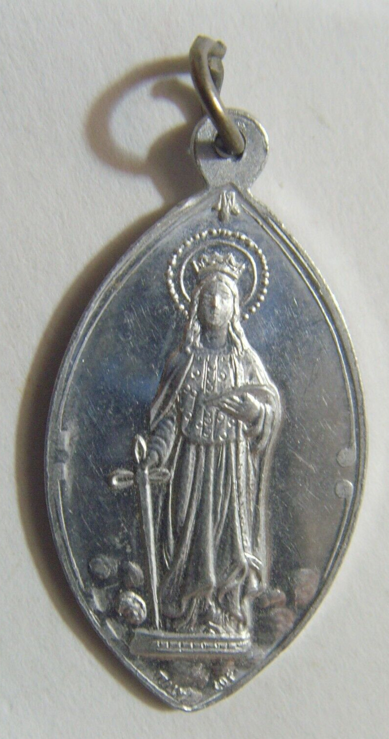 Vintage Catholic Saint Dymphna Patron of victims Rape Incest pendant FC1161