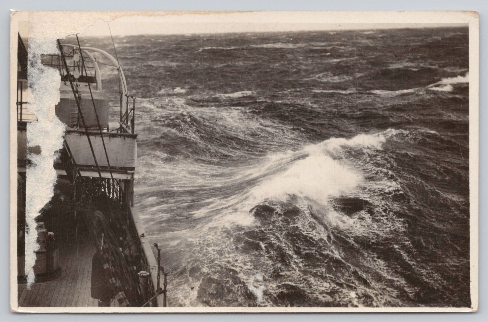 Vtg RPPC Post Card Ship on Rough Seas B319