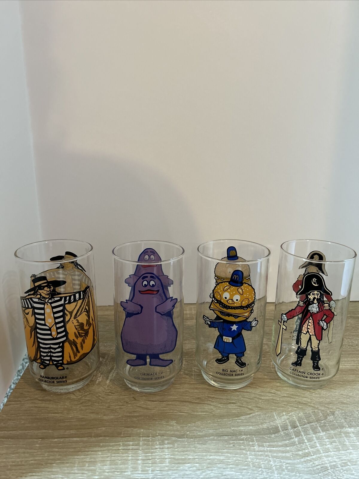 Lot Of 4 Vintage McDonalds 1979 Collector Series Glasses 5 1/8 Inches Tall