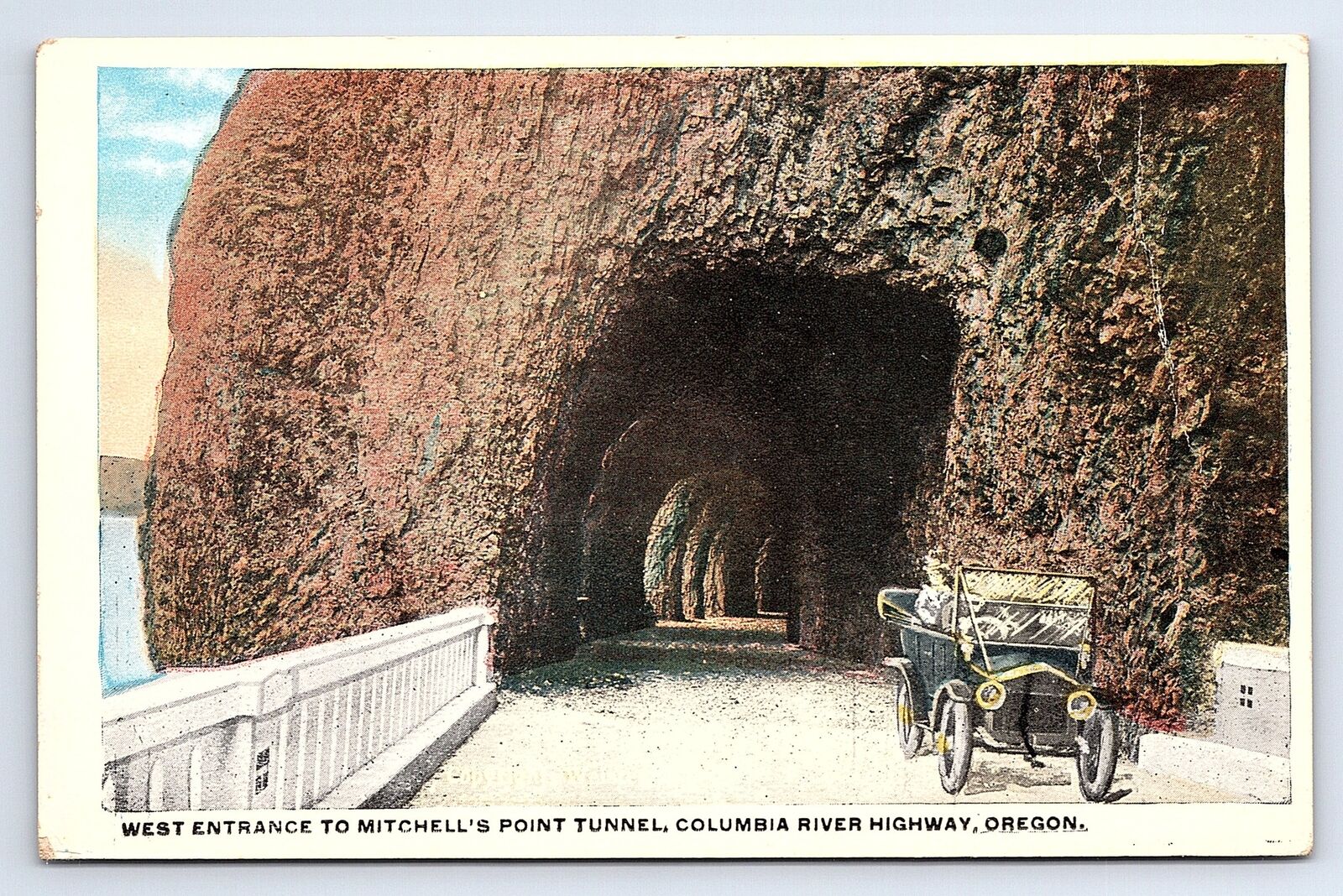 Postcard West Entrance Mitchell's Point Tunnel Columbia River Highway Oregon