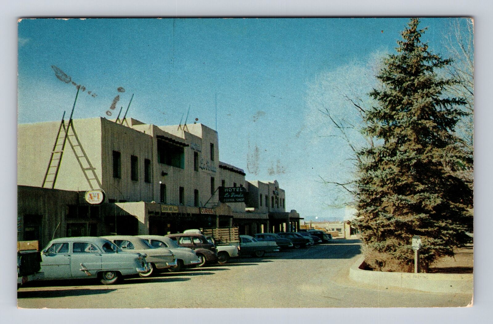 Taos NM-New Mexico, La Fonda Hotel, Advertising, Vintage Souvenir Postcard