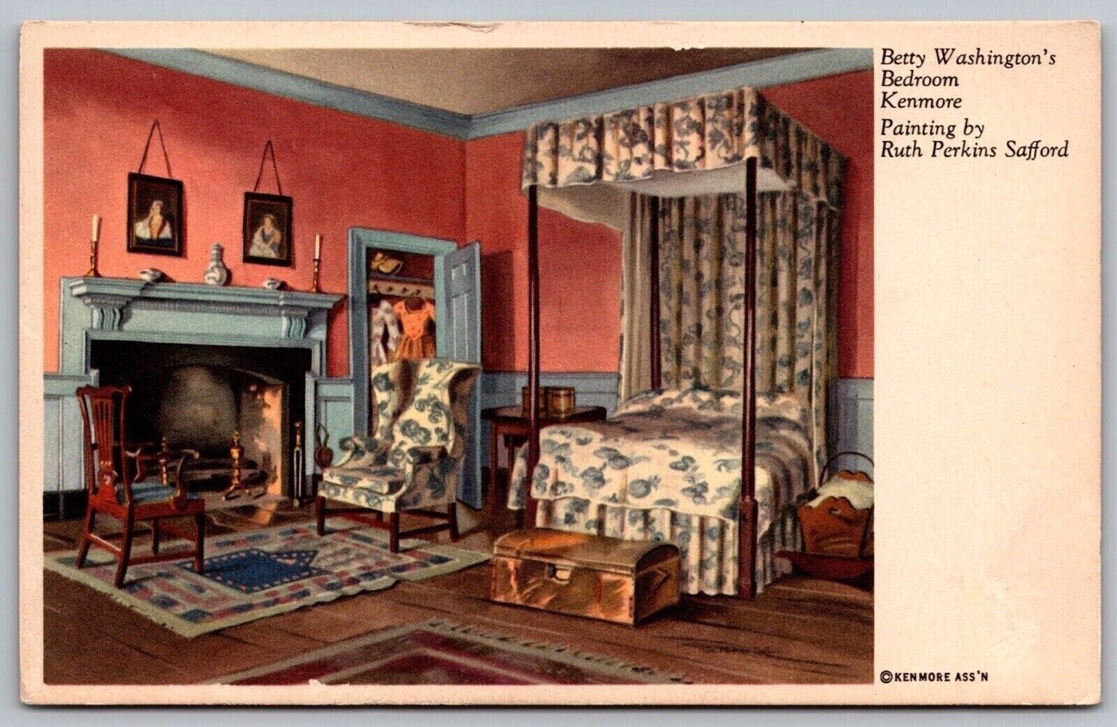 Betty Washingtons Bedroom Kenmore Ruth Perkins Safford Painting UNP VNG Postcard
