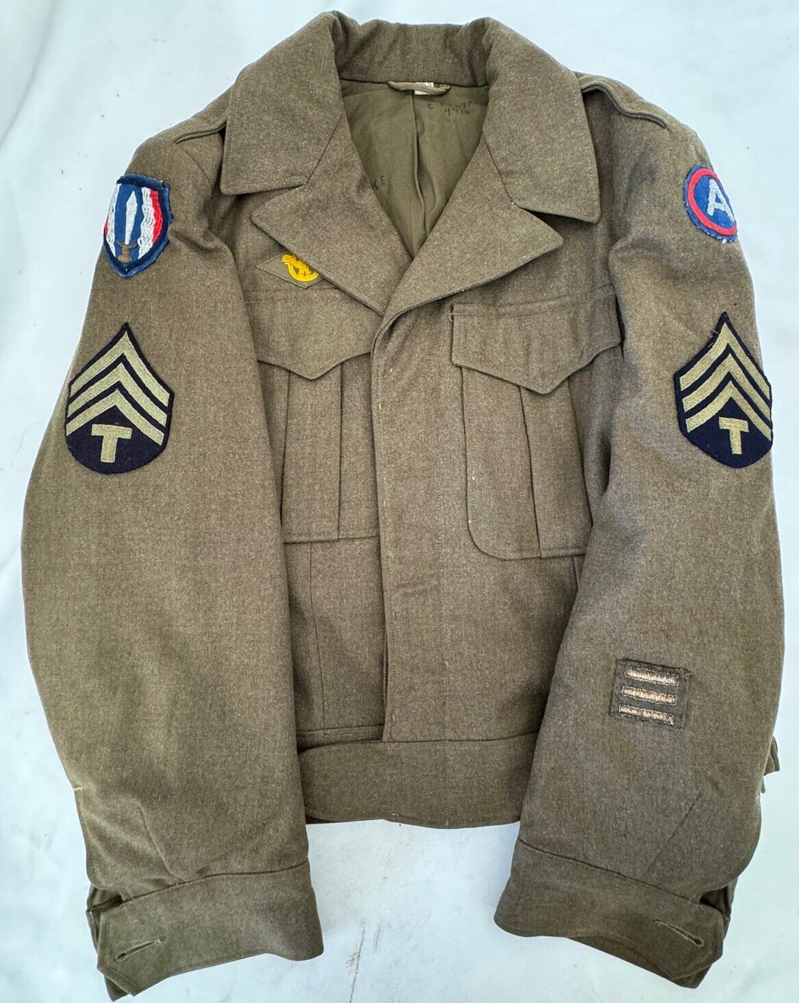 WW2 Original Named Rare Civil Affairs Division Double Bullion Patch Uniform