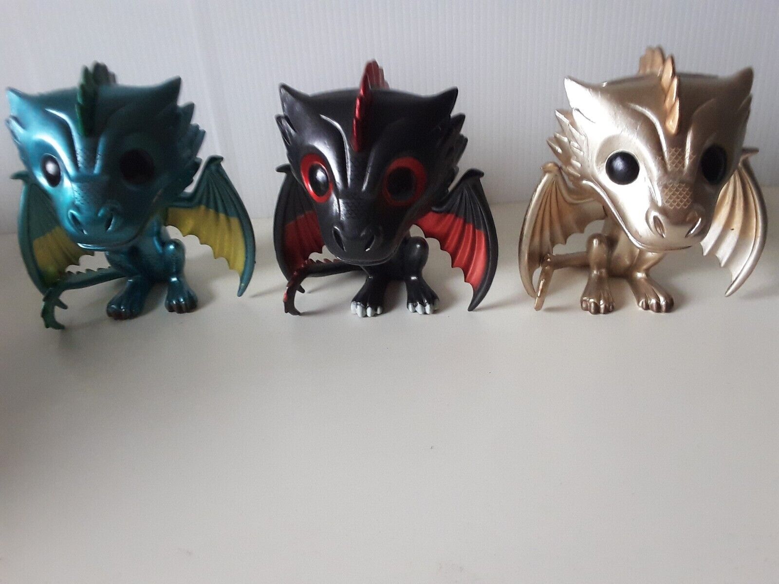 3 x Funko Pop Game of Thrones  Drogon  Rhaegal  & Viserion  Dragon Metallic look