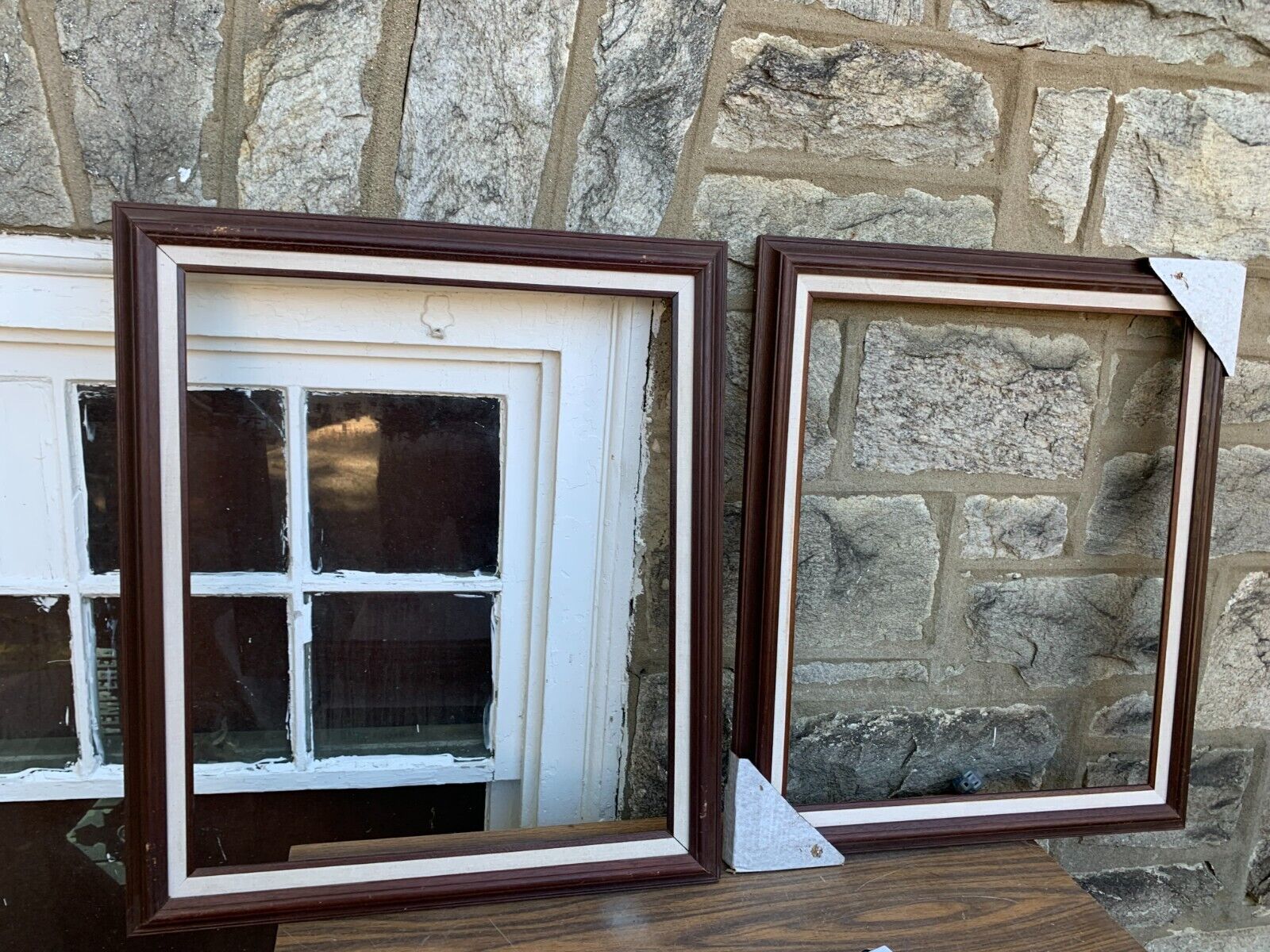 Two Brown Layered VTG Solid Wood Picture Frame 25X29X1\