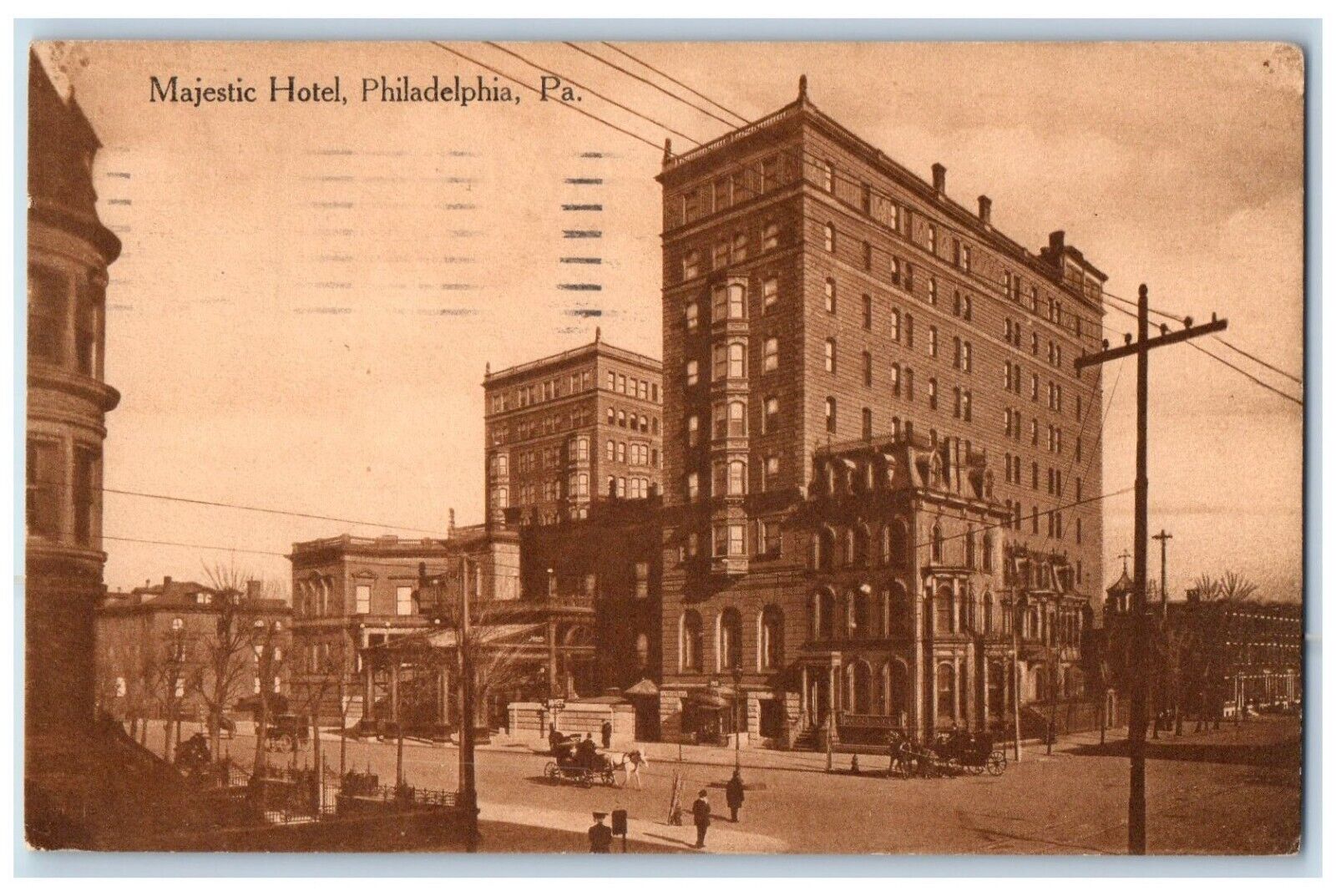 Philadelphia Pennsylvania Postcard Majestic Hotel Exterior Building 1913 Vintage