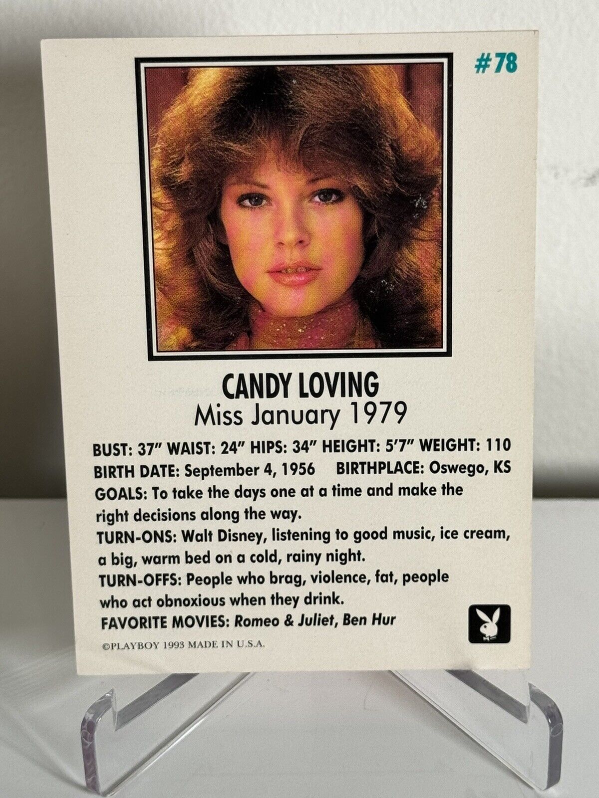 Candy Loving 2xPlayboy Cards Miss 1979 January #77,78 1993 Playboy Made In USA