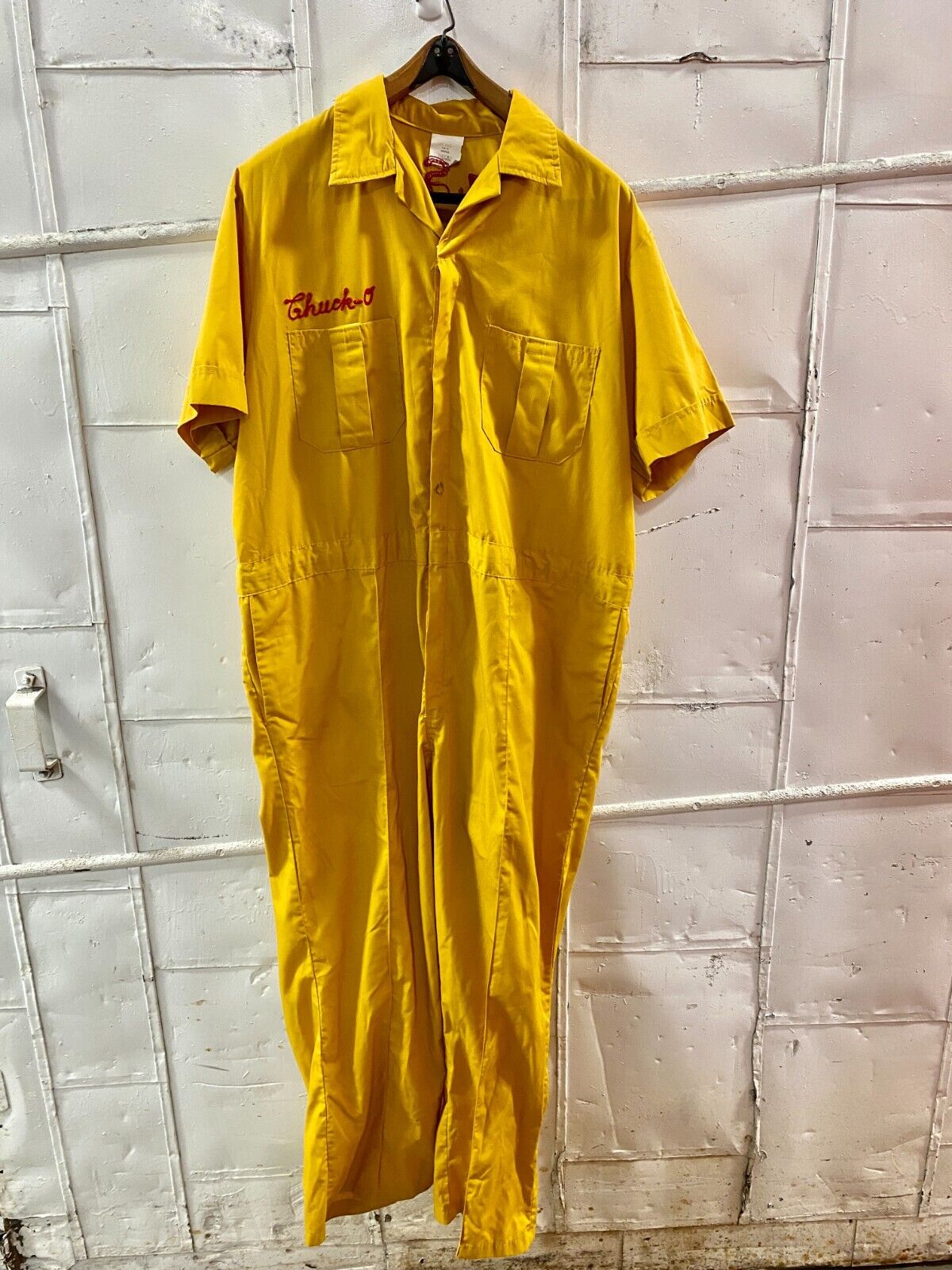 Vintage Chain Stitched Chuck-O Coveralls 70's Zor Shrine Clowns Yellow Size XXL