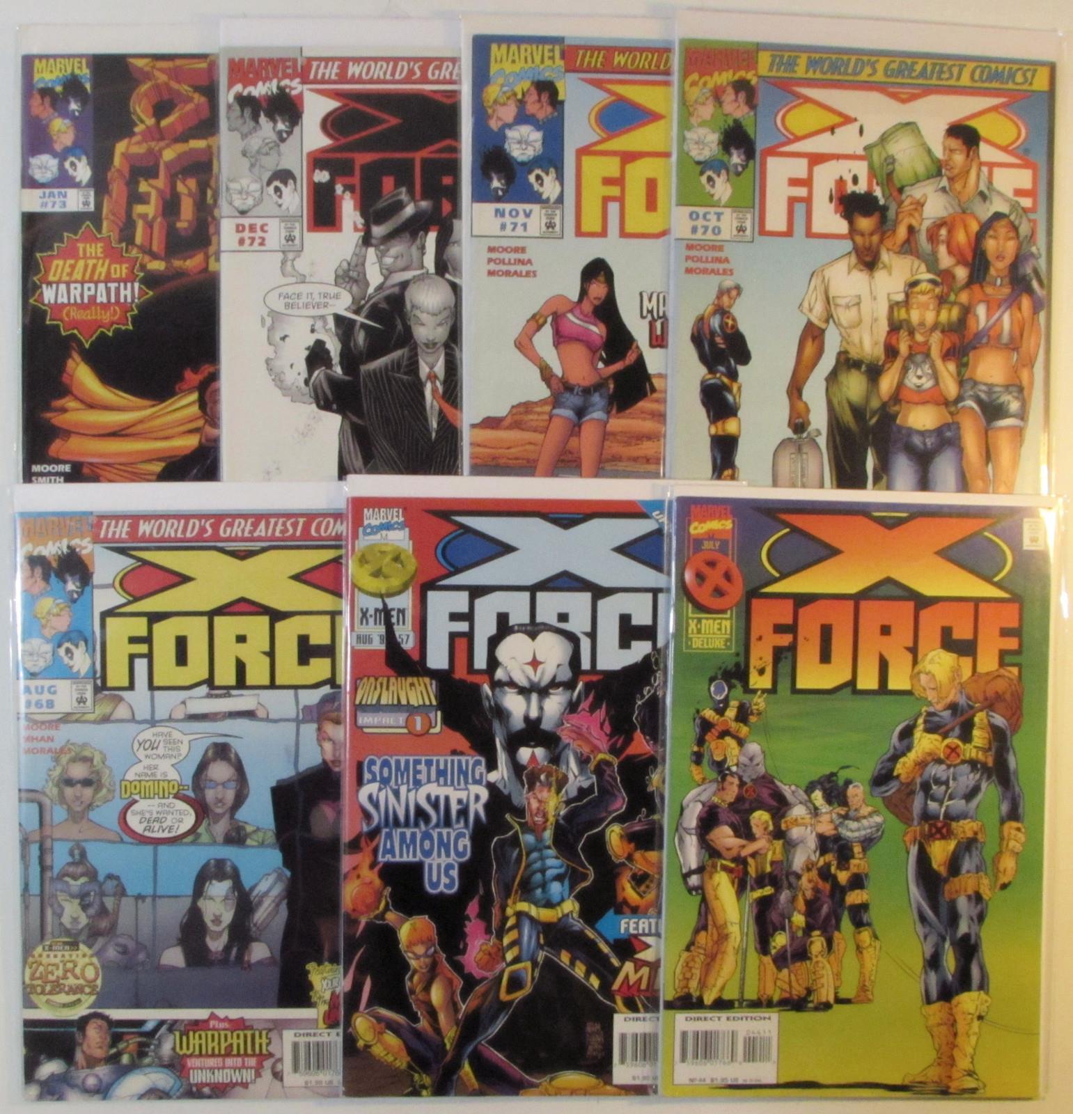 1995 X-Force Lot of 7 #44,57,68,70,71,72,73 Marvel 1st Series Comic Books