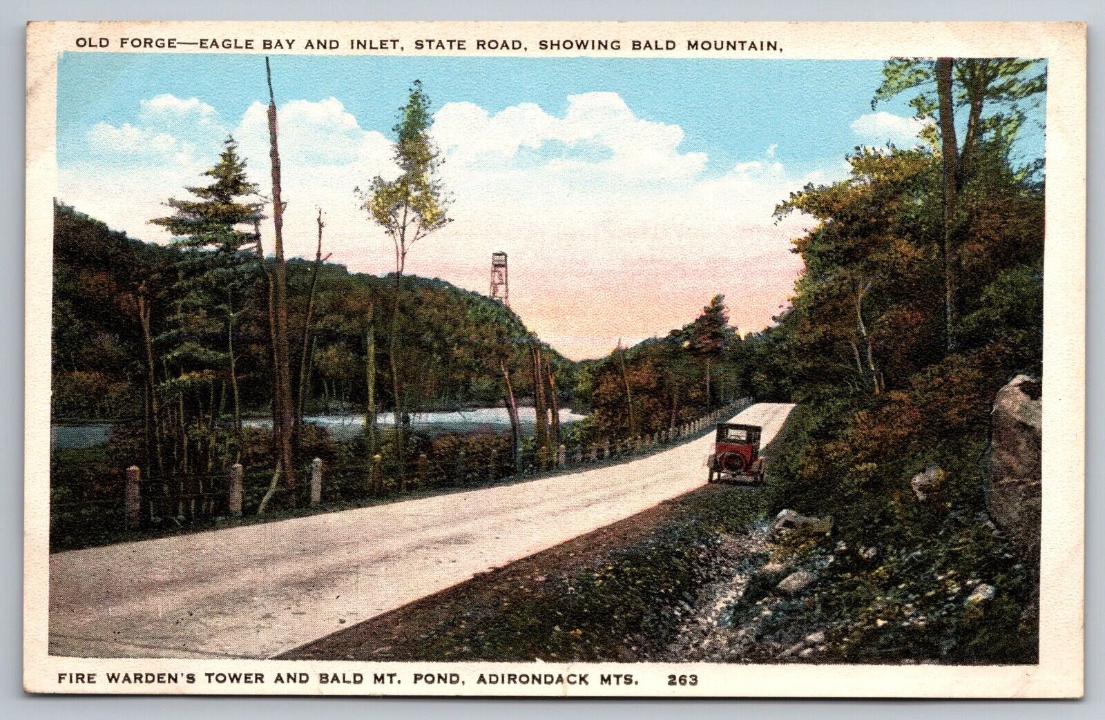 Old Forge. Eagle Bay. Bald Mountain. Adirondacks NY Vintage Postcard