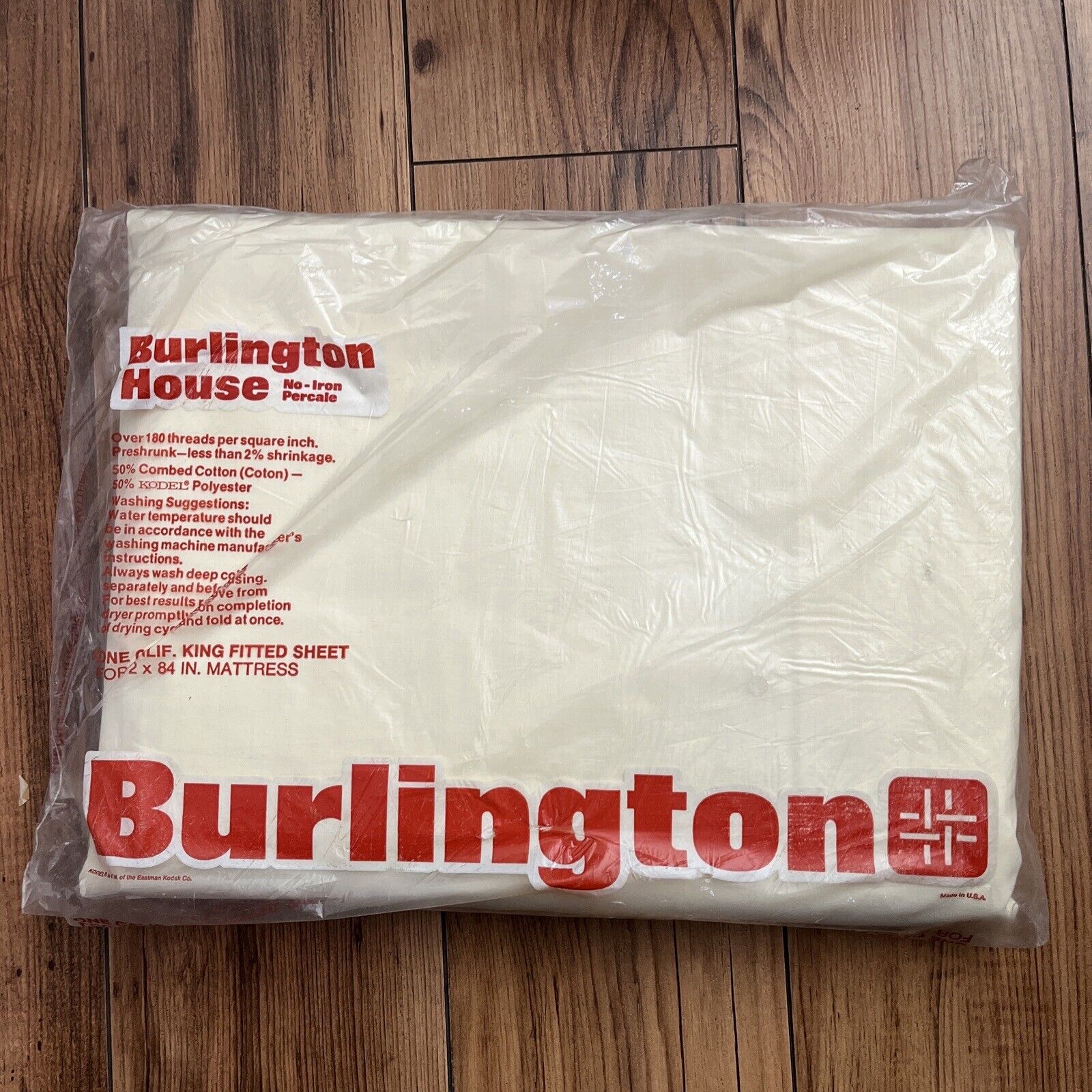 Vintage Yellow NOS Burlington House Percale One Cal. King Fitted  Sheet NY USA