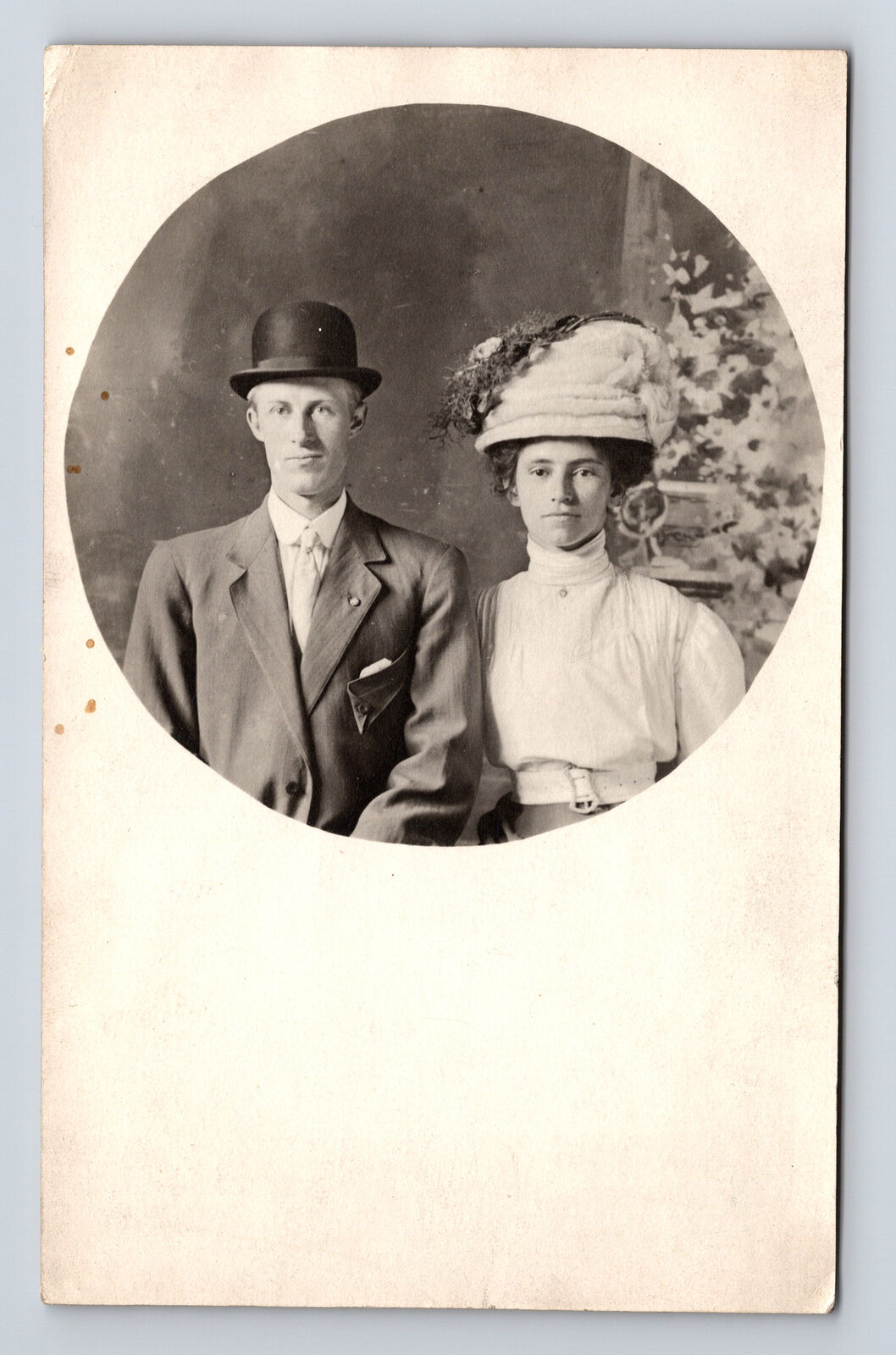 RPPC Portrait of Man & Woman John & Elinor to Martinsville Indiana IN Postcard