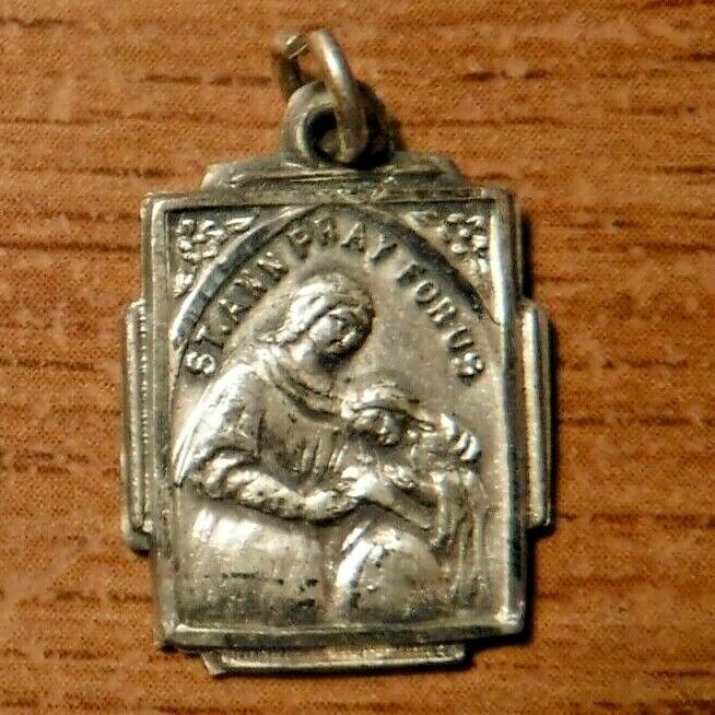 Vintage Stunning Sterling Silver Catholic St Ann and Virgin Mary Medal