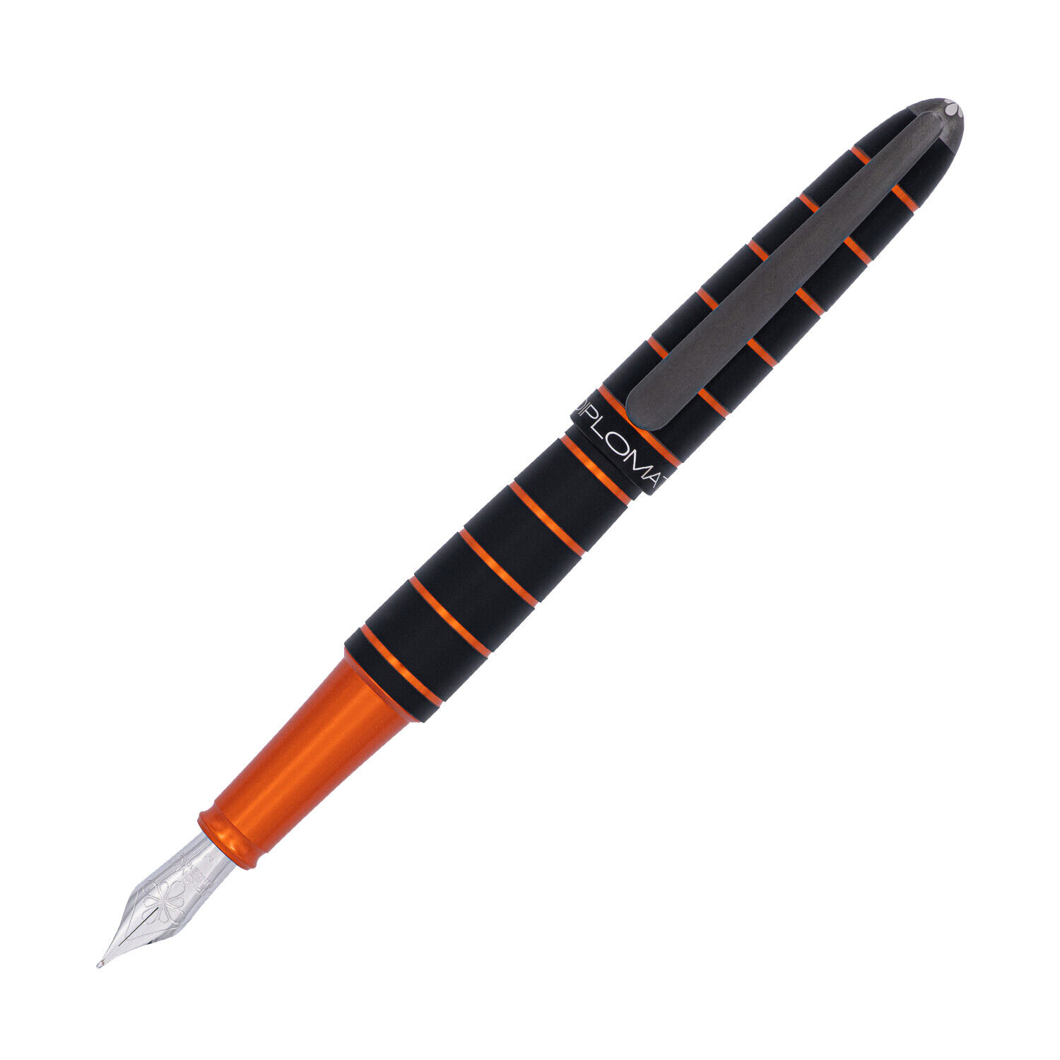 Diplomat Elox Fountain Pen in Ring Black/Orange - Broad Point - NEW in Box