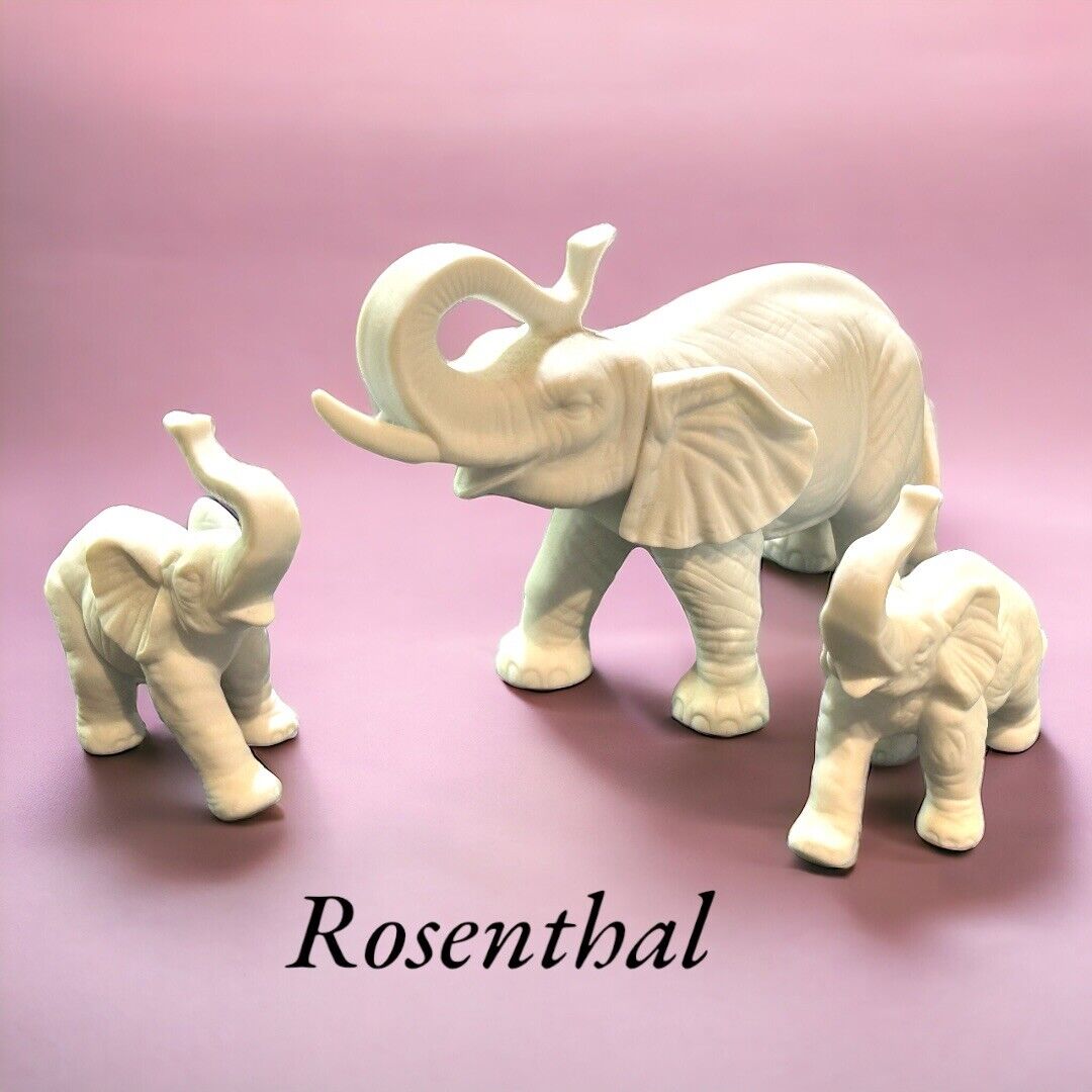 VINTAGE ROSENTHAL STUDIO HAUS COW ELEPHANT AND HER 2 CALFS - DAMAGE TO MOM