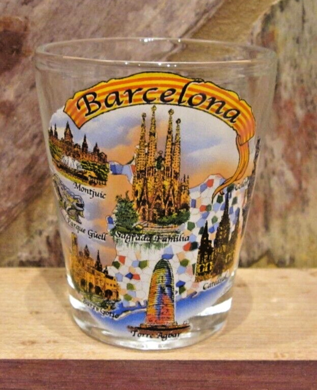 Barcelona Souvenir Shot Glass Sagrada Familia and six other locations 2.5\
