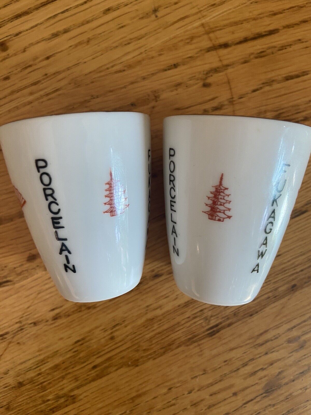 Authentic Classic Fukagawa JAPAN Porcelain Logo Sake Cups