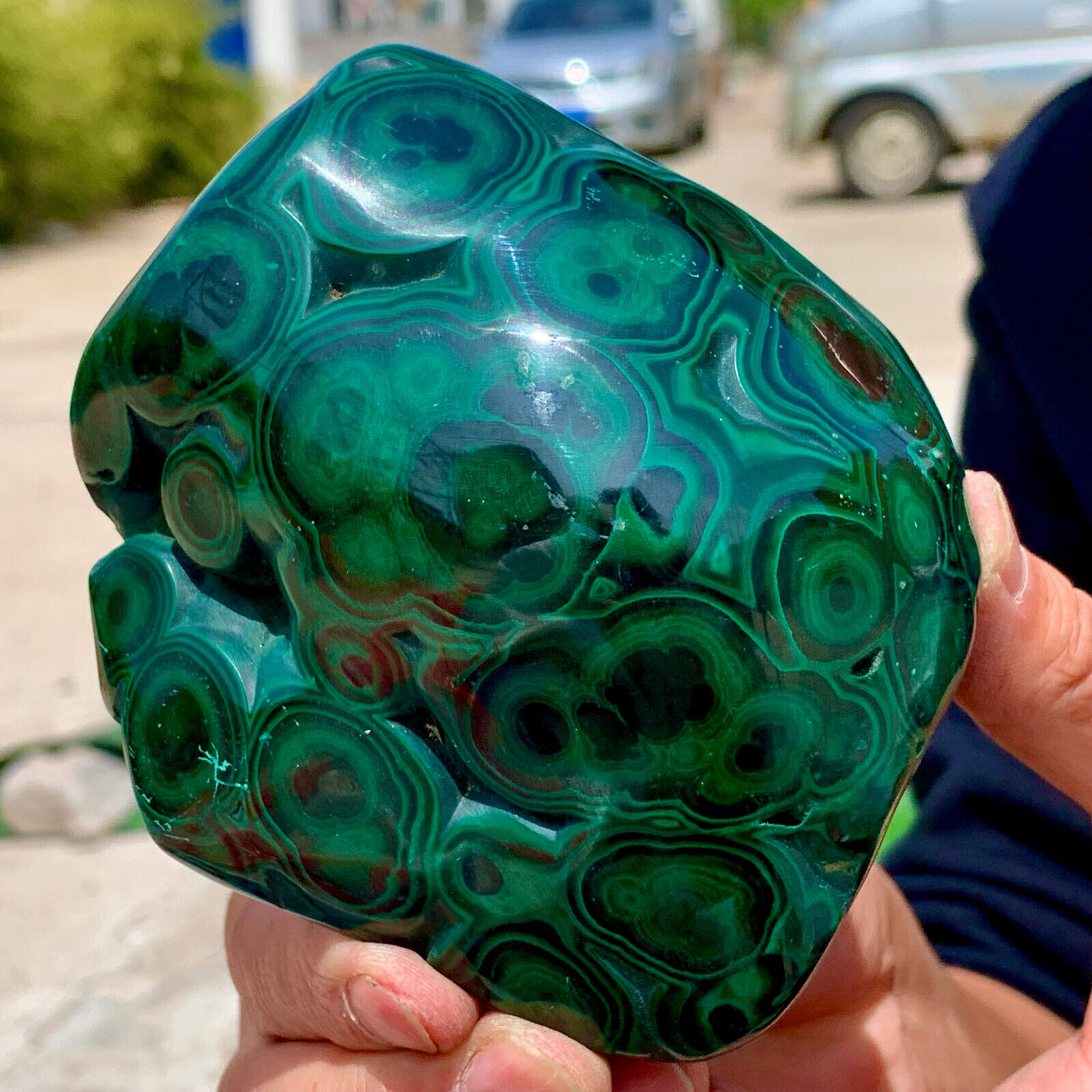1.22LB Natural glossy Malachite transparent cluster rough mineral sample