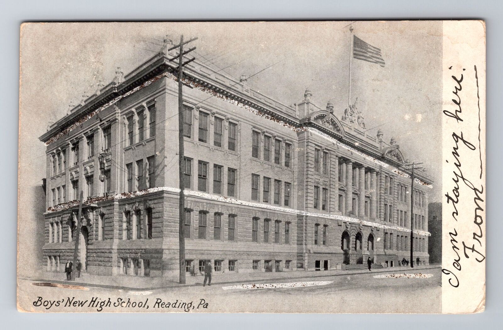 Reading PA-Pennsylvania, Boys New High School, Antique Vintage c1906 Postcard