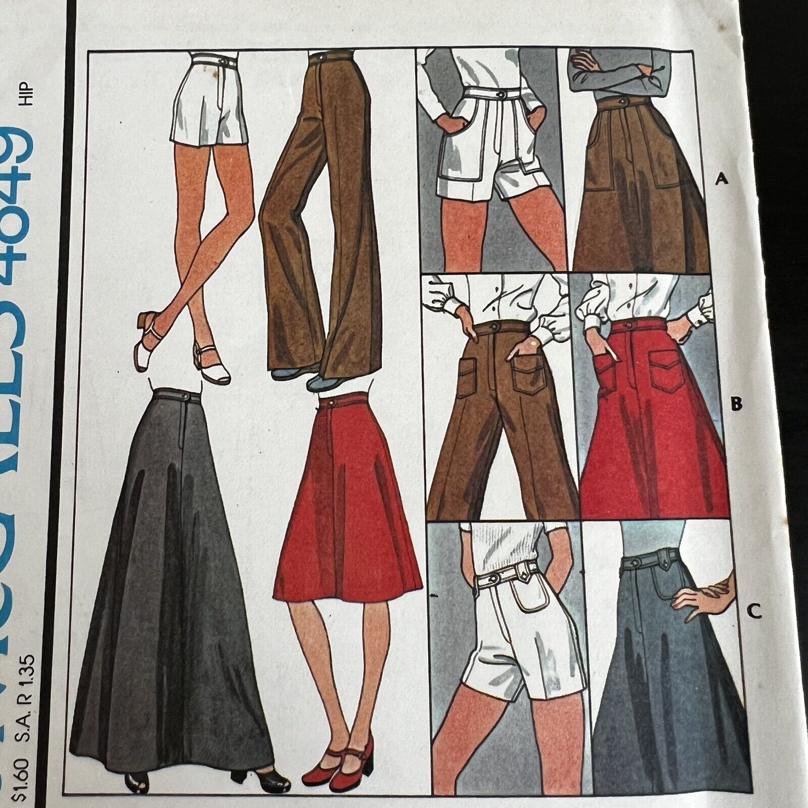 Vintage 1970s McCalls 4849 Skirt + Pants or Shorts Sewing Pattern 25 XS UNCUT