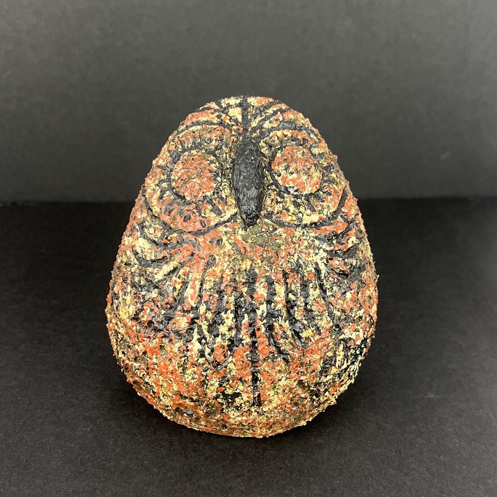 Vtg Owl Figurine Textured Hand Crafted Ceramic Mid Century 5in