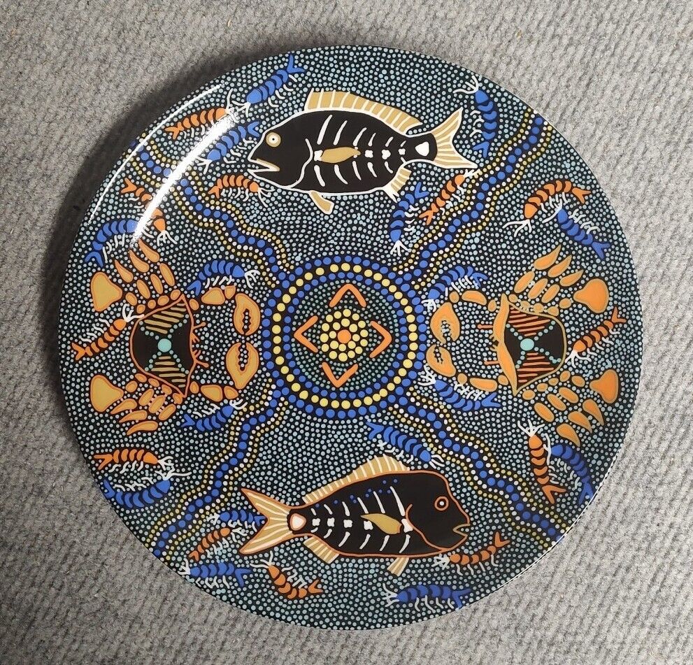 1994 Authentic Australian Aboriginal Art Dish Tobwabba Worimi Westminster China