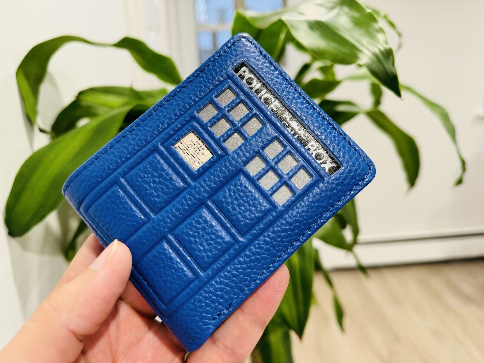 Doctor Who Tardis Italian Pebbled leather Bifold wallet & Silk interior + RFID