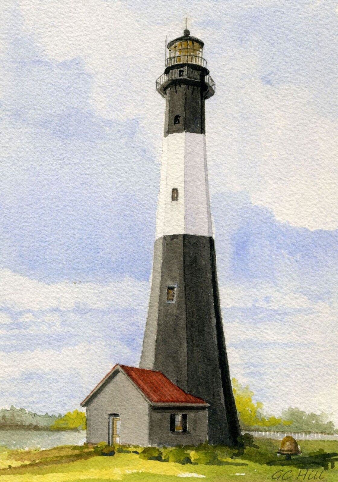 Tybee Island Lighthouse Georgia Fridge Magnet. Gerald Hill watercolor portrait