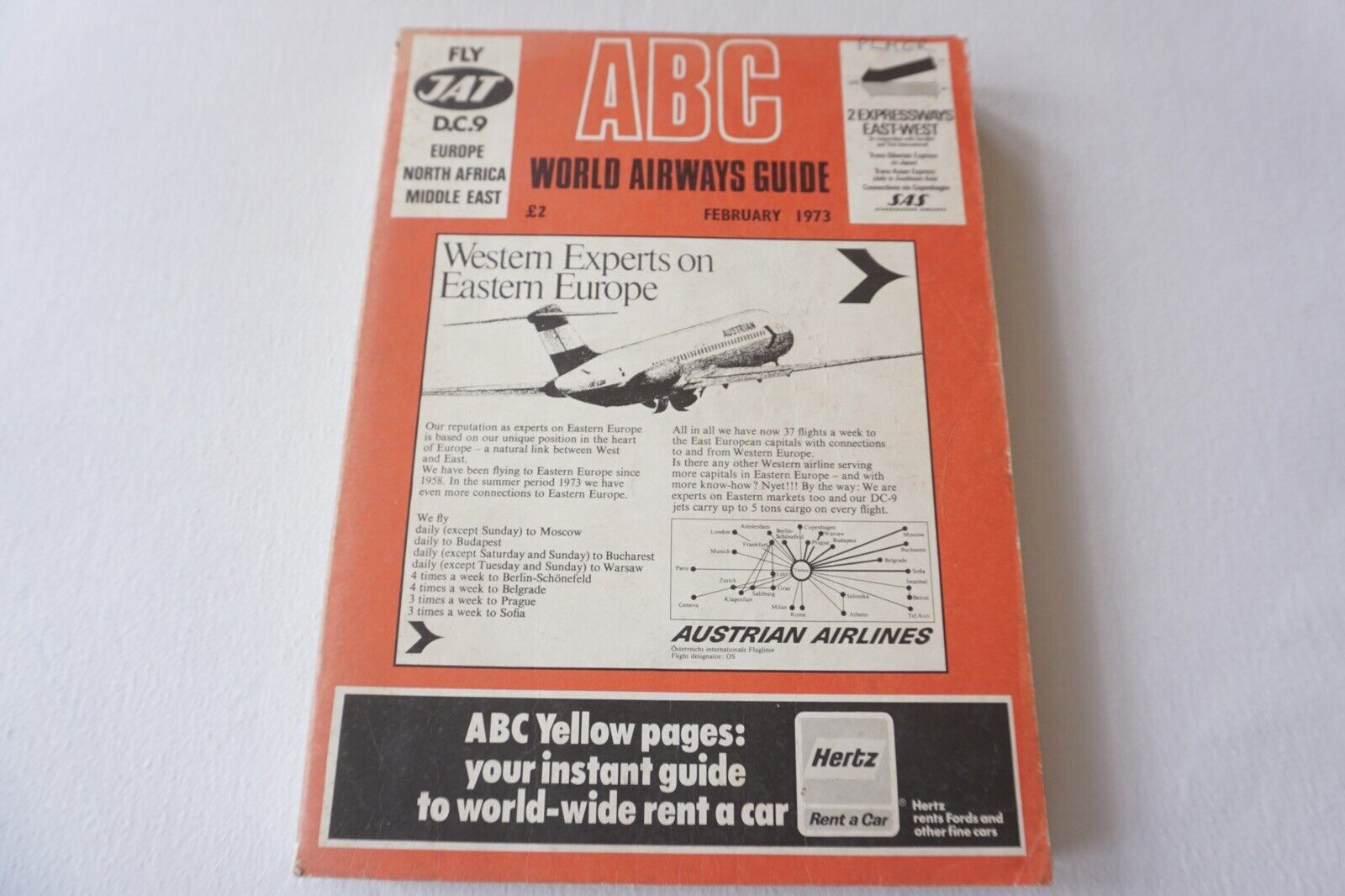 Feb 1973 ABC World Airways Guide Book Aviation Timetable UTA BOAC Pan Am India