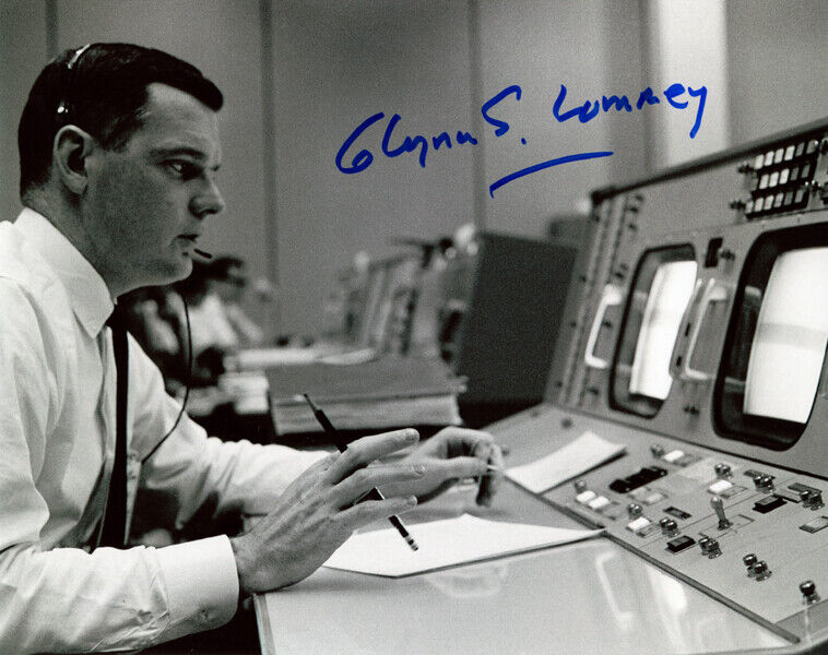 GLYNN LUNNEY SIGNED 8x10 PHOTO GEMINI APOLLO FLIGHT DIRECTOR NASA BECKETT BAS